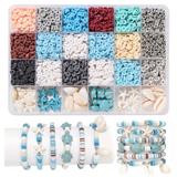 OBL10400913 - 4mm银珠+隔珠+软陶片+海星/海龟/贝壳+线24格