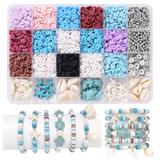 OBL10400914 - 4mm银珠+隔珠+软陶片+海星/海龟/贝壳+线24格