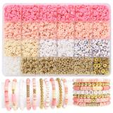 OBL10400919 - 4/6mm金珠/珍珠+字母珠+隔珠+软陶片+线 24格