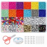 OBL10400933 - 3mm米珠+字母珠+剪刀线+龙虾扣圈24格