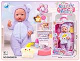 OBL10402605 - 16寸毛绒娃娃 带音乐IC，可以睁眼闭眼，喝水尿尿，内含小夜灯+奶瓶+尿布+马桶坐厕（马桶有冲水声IC，自带3个AG13纽扣电池）