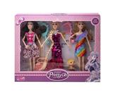 OBL10402893 - 11.5寸实身9关节时装芭比3只带狗狗包包梳子镜子配件