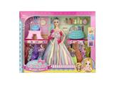 OBL10402981 - 11.5寸实身9关节婚纱芭比带梳妆台套装包包小配件吸塑吊裙