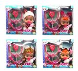 OBL10404610 - 14寸搪胶哭泣娃娃会喝水真流眼泪带四声音乐DAD .Mother.Angry.Cry带奶嘴奶瓶听诊器套装尿不湿4款混装