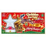 OBL10410896 - 电动灯光音乐五角星旋转鹿+雪橇