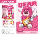 OBL10411106 - 电动万向弹吉他灯光音乐草莓熊（3粒1.5VAA电池，无包）