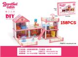 OBL10411767 - 三层 6房 158pcs 过家家芭比娃娃屋 DIY拼装梦幻公主城堡别墅 别墅医生女孩儿童玩具 批发迷你家具超市仿真套装搭建筑模型房子益智积木做饭厨房过家家城堡俄罗斯LOL女孩玩具屋