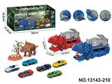 OBL10417667 - 吞食变形恐龙运输车
(配2只合金滑行车仔随机+一只软胶三角龙+DIY贴纸/草/蛋槽)