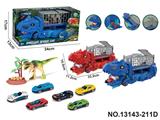 OBL10417670 - 吞食变形恐龙运输车
(配3只合金滑行车仔随机+一只软胶霸王龙+草/蛋槽)