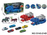OBL10417676 - 吞食变形恐龙运输车
（配2只合金滑行车仔随机+2只动物随机+草）