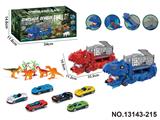 OBL10417677 - 吞食变形恐龙运输车
（配2只合金滑行车仔随机+四只恐龙+DIY贴纸/草）