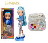 OBL10418987 - 高端彩妆系列 16寸搪胶带灯光音乐主题曲Rainbow High惊喜彩虹高中带  美甲，发夹。彩妆油  5件套