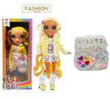 OBL10418988 - 高端彩妆系列 16寸搪胶带灯光音乐主题曲Rainbow High惊喜彩虹高中带  美甲，发夹。彩妆油  5件套