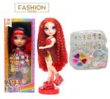 OBL10418989 - 高端彩妆系列 16寸搪胶带灯光音乐主题曲Rainbow High惊喜彩虹高中带  美甲，发夹。彩妆油  5件套