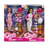 OBL10419026 - 11寸实身11关节运动女孩芭比+运动配件 2款混装
