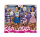 OBL10419027 - 11寸实身11关节运动女孩芭比+运动配件 2款混装
