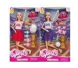 OBL10419028 - 11寸实身11关节运动女孩芭比+运动配件 2款混装