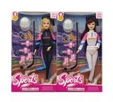 OBL10419029 - 11寸实身11关节运动女孩芭比+运动配件 2色混装