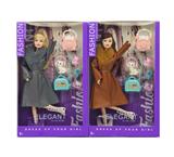 OBL10419032 - 11寸实身11关节时尚皮衣芭比+配件套装+包包2色混装