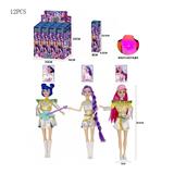 OBL10419113 - 猎魔女团 K-POP带卡片带吉他，帽子，话筒，耳机七彩灯光音乐11寸12关节实身盲盒包装 12PCS