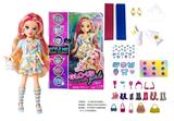 OBL10420293 - GLO-UP  GIRLS 10寸12关节实身惊喜时尚娃娃带一条染色膏和5样惊喜配件功能描述[头发可以染色。面部。手指都可以用彩色贴纸贴上不同图案】