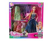 OBL10422147 - 11.5寸实身关节长发芭比带小提琴 配衣 项链 包