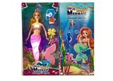 OBL10431306 - 14寸实身美人鱼芭比带灯光音乐皇冠梳子组合尾巴