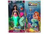 OBL10431307 - 14寸实身美人鱼芭比带灯光音乐皇冠镜子组合尾巴