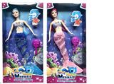 OBL10431314 - 14寸实身美人鱼带灯光音乐主题带梳二款混装