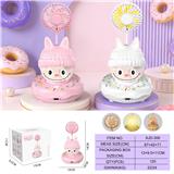 OBL10432499 - 拉布布苔藓公仔甜甜圈风扇
（三档灯光 长按暖灯）