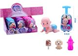 OBL10432983 - 新款可爱拉箱搪胶爬娃带宠物狗、奶瓶、冰淇淋配件 12PCS  3款混装