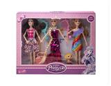 OBL10433166 - 高档11.5寸实身9关节时装芭比3只带狗狗包包梳子镜子配件