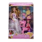 OBL10433211 - 高档11.5寸9关节实身婚纱芭比带梳子吸塑和小马3寸仔