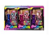 OBL10433223 - 高档11.5寸实身活手彩虹珠片芭比带饰品+指甲油 3PCS