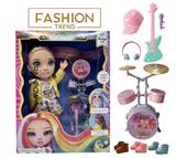 OBL10434011 - 高端彩妆系列 14寸搪胶带灯光音乐主题曲Rainbow High惊喜彩虹高中带  锣鼓音乐器材8件套