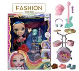 OBL10434014 - 高端彩妆系列 14寸搪胶带灯光音乐主题曲Rainbow High惊喜彩虹高中带  锣鼓音乐器材8件套