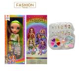 OBL10434035 - 高端彩妆系列 16寸硬吹瓶带灯光音乐主题曲Rainbow High惊喜彩虹高中带  美甲，发夹。彩妆油  5件套