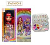 OBL10434037 - 高端彩妆系列 16寸硬吹瓶带灯光音乐主题曲Rainbow High惊喜彩虹高中带  美甲，发夹。彩妆油  5件套