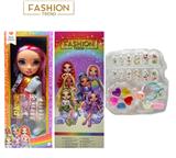 OBL10434038 - 高端彩妆系列 16寸硬吹瓶带灯光音乐主题曲Rainbow High惊喜彩虹高中带  美甲，发夹。彩妆油  5件套