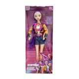 OBL10434095 - K-POP 猎魔女团动画版11.5寸12关节实身带七彩灯光主题曲Rumi鲁米打歌芭比带武器