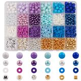 OBL10437566 - 8mm圆珠+6mm珍珠+软陶片+字母珠+6mm金银珠+隔珠+线（24格）