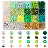 OBL10437567 - 8mm圆珠+6mm珍珠+软陶片+字母珠+6mm金银珠+隔珠+线（24格）