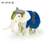 OBL10439217 - 蓝战象（白色公象+蓝色袍+浅灰头甲）积木玩具