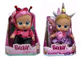 OBL10440088 - 豪华版第10代10寸搪胶带头发女孩版娃娃带四声音乐cry Babies-Tutti Fritti带流眼泪功能，带吸水奶瓶，带奶嘴  。毛绒带加暖功能。衣服2件套2款混装