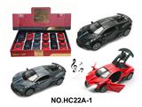 OBL10442801 - 1:36回力合金车模-布加迪带灯光音乐 黑灰红三色混装
