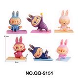 OBL10443680 - 卡通益智PVC6款瑜伽拉布布手办摆件（袋装）