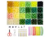 OBL10466475 - 8mm玻璃珠+4mm金银珠+隔珠+吊坠+剪刀+线（24格）