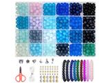 OBL10466477 - 8mm玻璃珠+4mm金银珠+隔珠+吊坠+剪刀+线（24格）