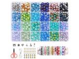 OBL10466479 - 8mm玻璃珠+4mm金银珠+隔珠+吊坠+剪刀+线（24格）