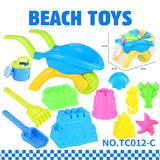 OBL10477539 - 沙滩推车城堡海洋沙模沙铲工具12PCS